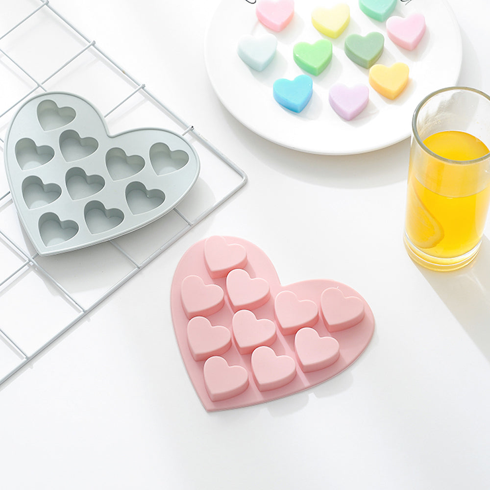 beicemania® Silicone ice Cube Tray 2-Piece Set 10 cube Chocolate mold Heart