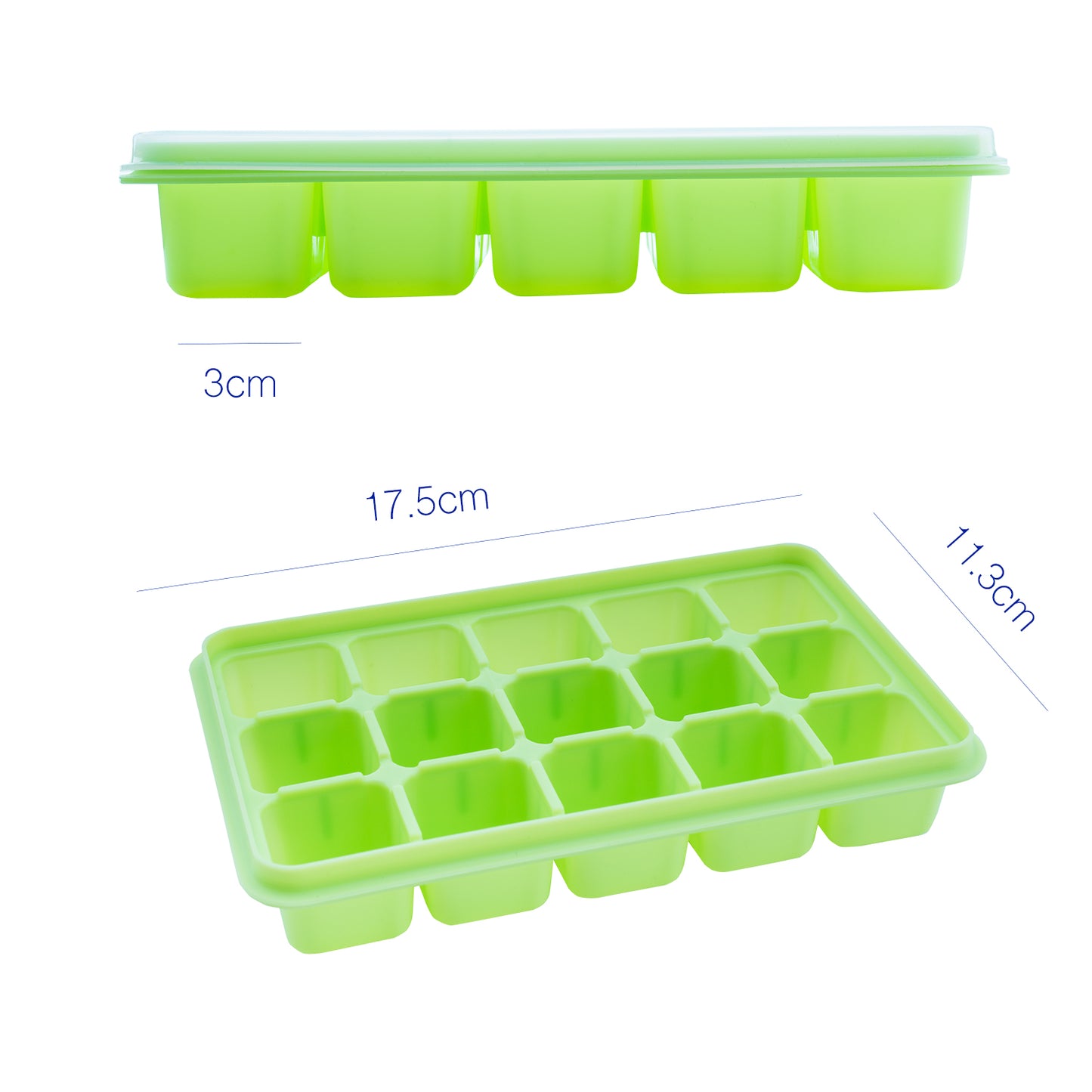 beicemania Silicone Ice Tray with Lid Ice Cube Trays Ice Cube Maker, 3x3cm 15er Blue