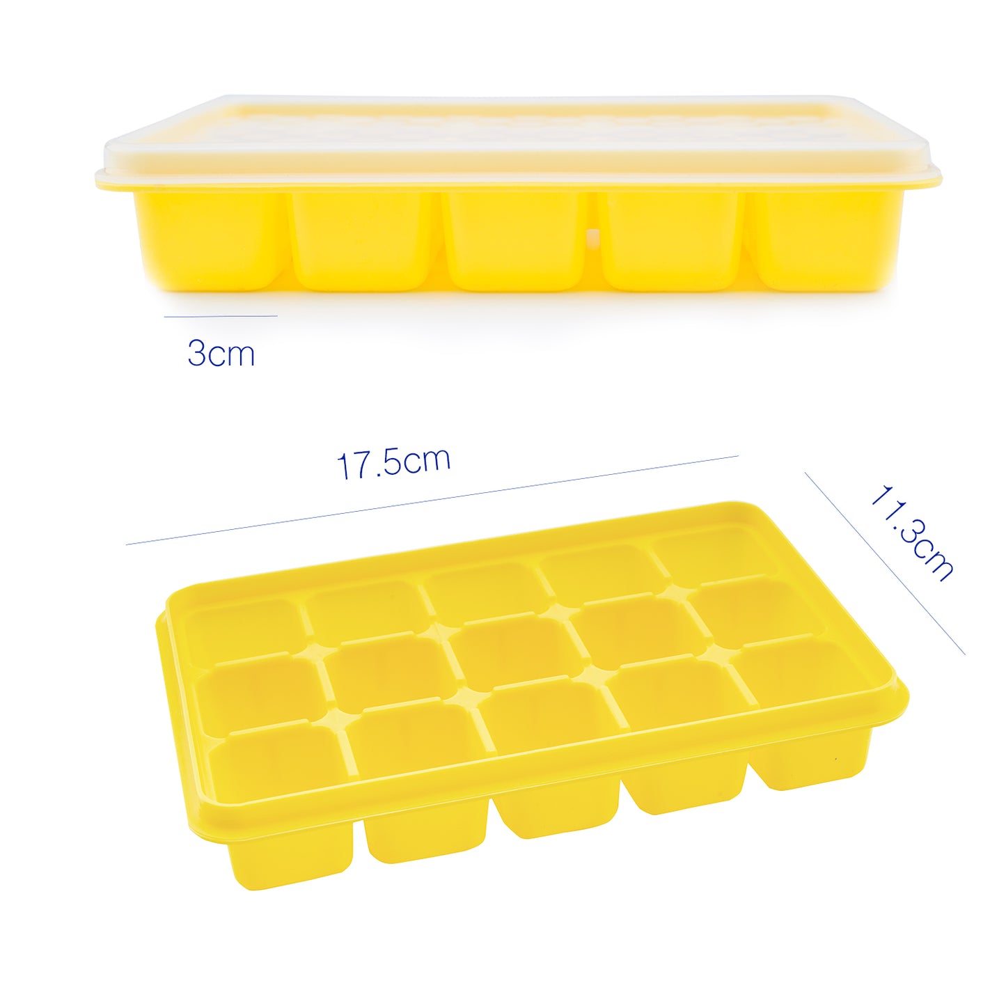 beicemania Silicone Ice Tray with Lid Ice Cube Trays Ice Cube Maker, 3x3cm 15er Blue