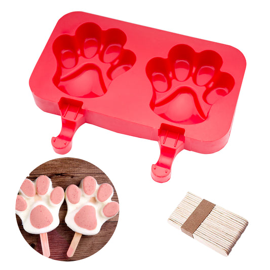 beicemania® Ice Lolly mold Paw Ice Lolly Maker Paw Popsicle mold Silicone with Wooden Popsicle Sticks