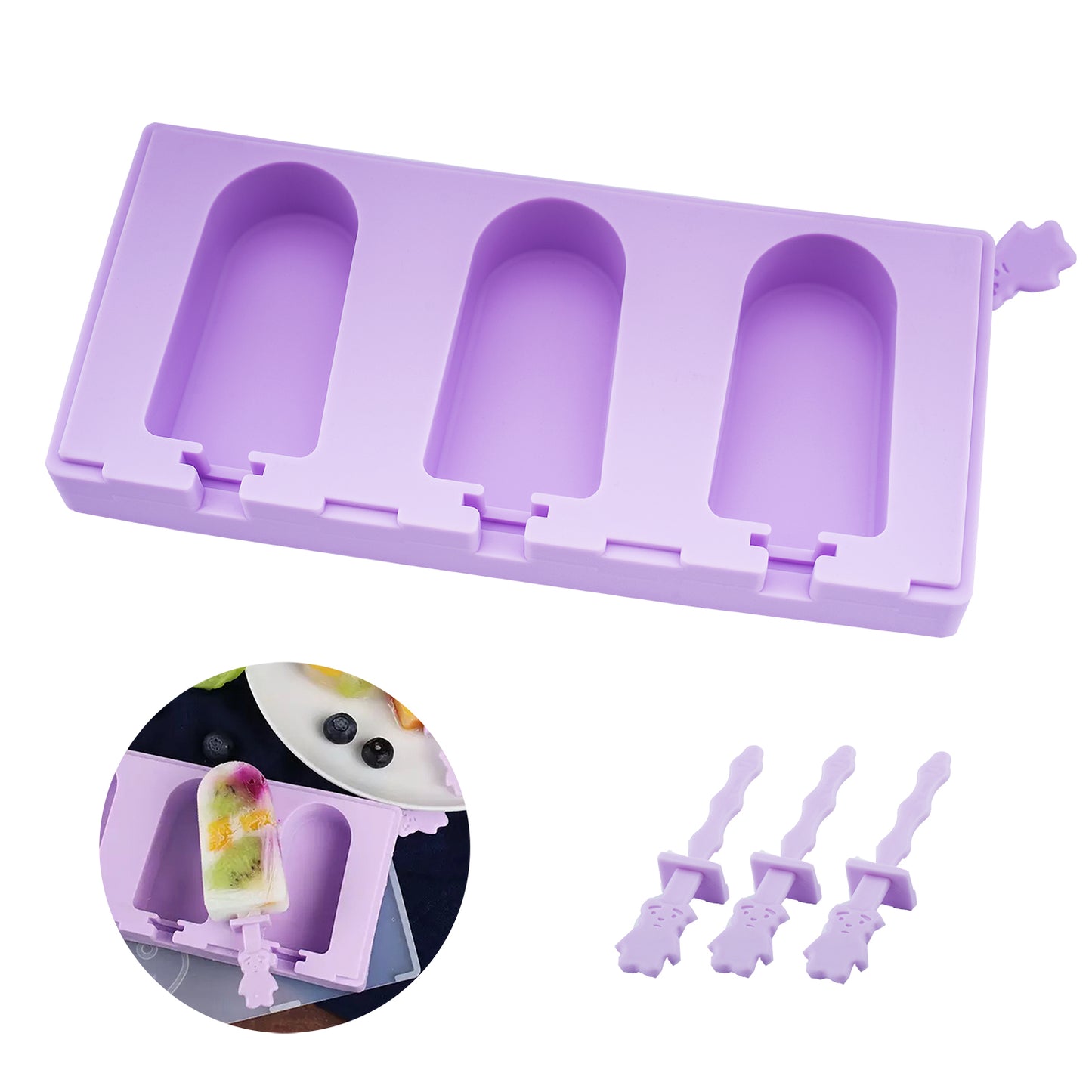 Stackable Ice Lolly mold Mini Oval Classic Ice Lolly Maker Violet Popsicle mold Silicone with Resuable Popsicle Sticks beicemania®