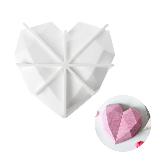 beicemania® Large Cake tin Heart Shaped Cake tin 3D Cake tins Mousse Cake molds Silicone White Diamond Heart Cake tin