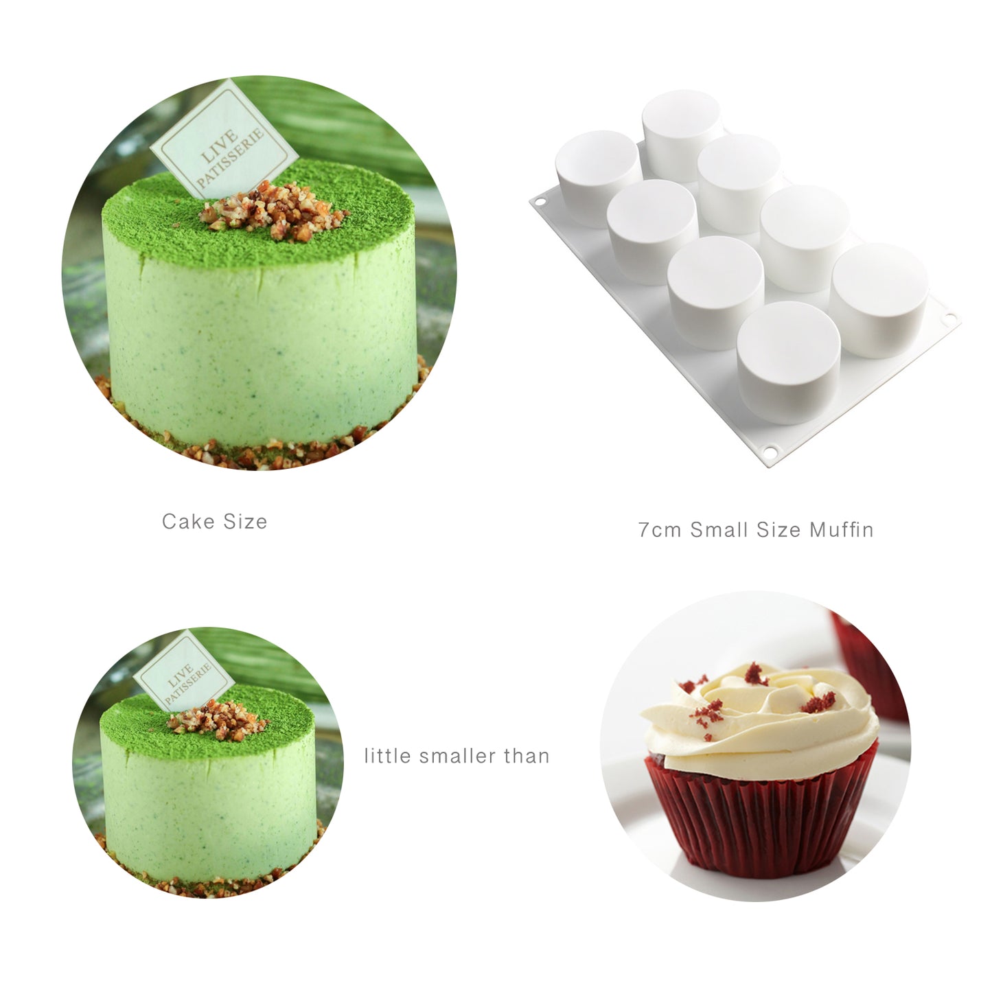 beicemania® Medium Cake tins Round Cake tin 3D Cake tins Mousse Cake molds Silicone White Ring Cake tin