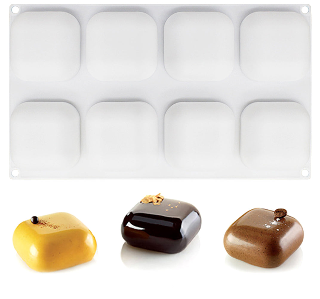 beicemania® Small Cake tin 8inch Square Cake tin 3D Cake tins Mousse Cake molds Silicone Chocolate mold White