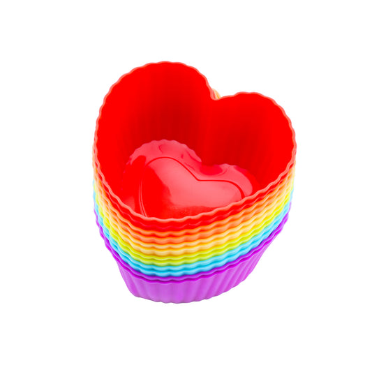 beicemania® Coloured Cupcake Cases Silicone Muffin Trays 12 heart Muffin Tray 6cm