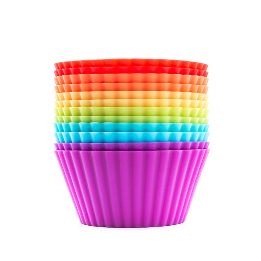 beicemania® Coloured Cupcake Cases Silicone Muffin Trays 12 Round Muffin Tray 6cm