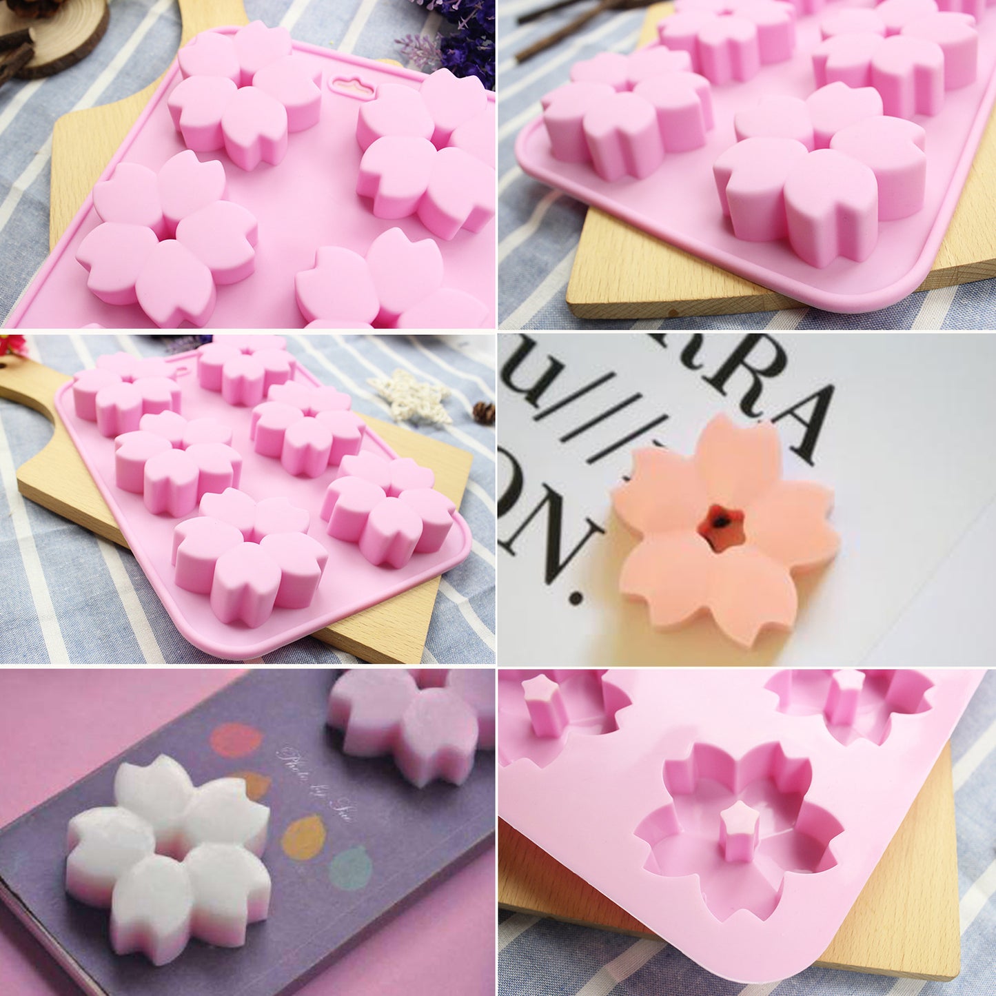 beicemania® Soap Moulds Silicone Flower Soap Mould for 6cm Cherry Blossom Sakura PinkSSC001PKCHL001