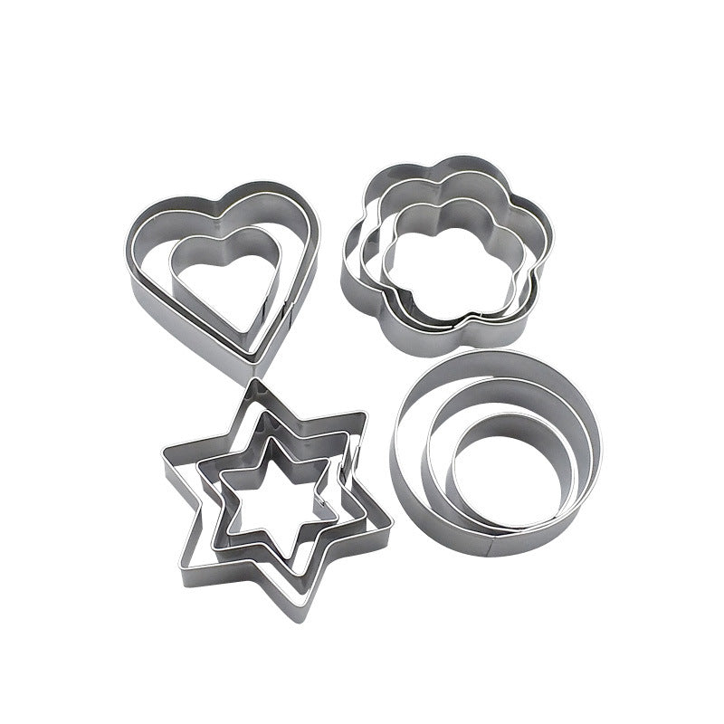 beicemania® 12 Christmas stainless steel Cookie Cutters Pastry Cutters Round Star Flower Heart Cookie Cutter Set