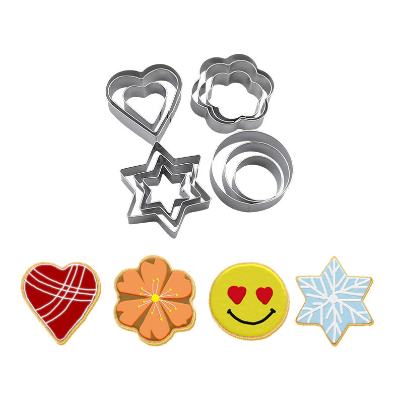 beicemania® 12 Christmas stainless steel Cookie Cutters Pastry Cutters Round Star Flower Heart Cookie Cutter Set